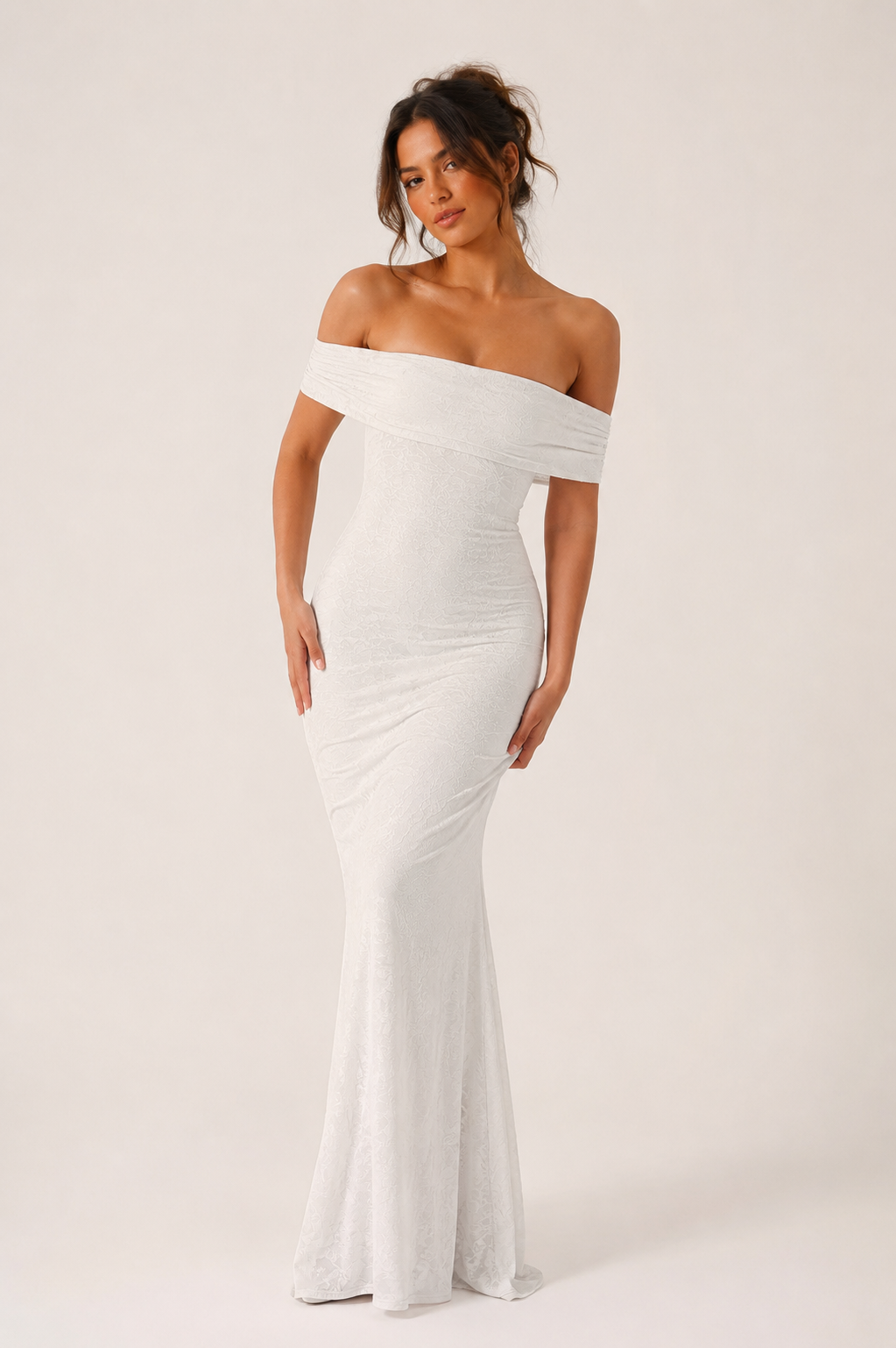 Lange zeemeermin trouwjurk elegante off-the-shoulder zeemeermin snit - Anja