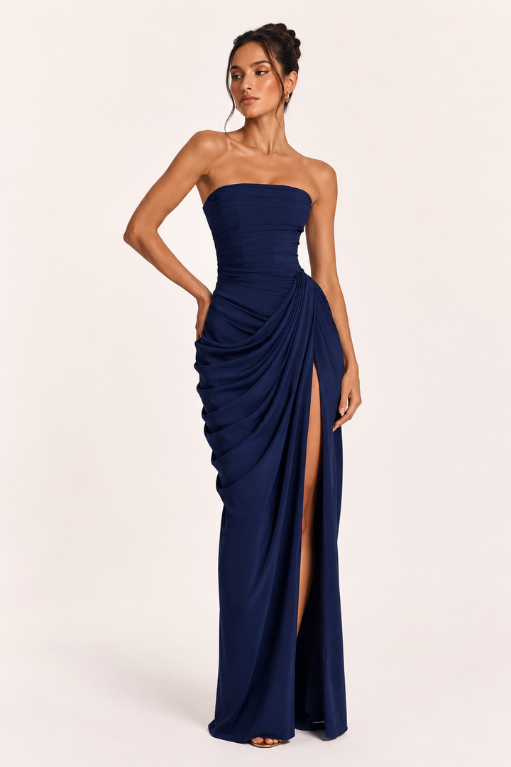 Lange damesjurk elegante evenementenjurk slank model zijsplit - Ottilie