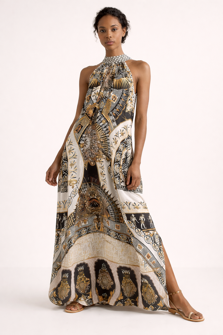 Halter maxi jurk met grafische print - Renata