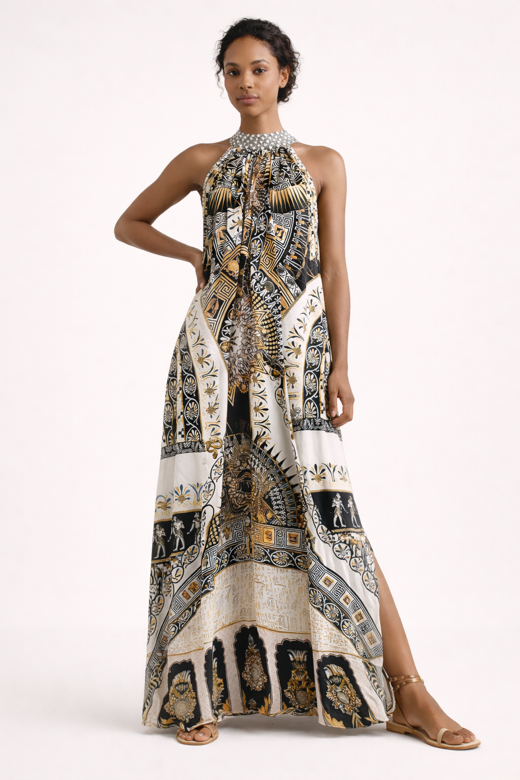 Halter maxi jurk met grafische print - Renata