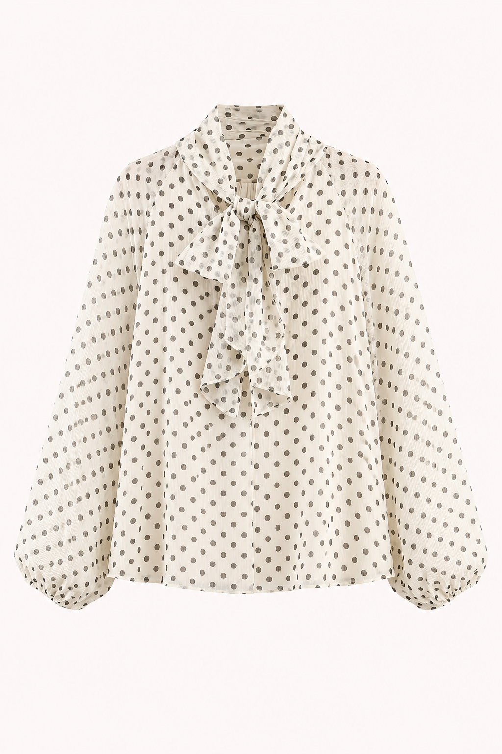 Damesblouse met stippen en lange mouwen, voorzien van een strik - Hannelore
