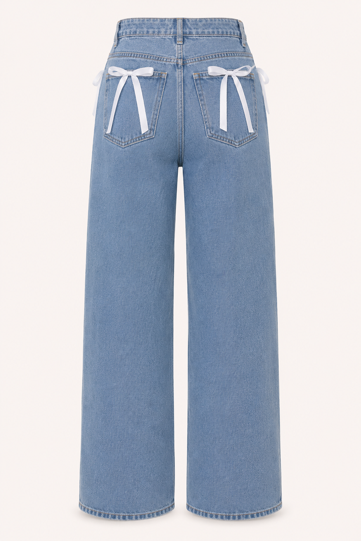 Damesjeans met hoge taille en rechte pijpen, casual - Lena