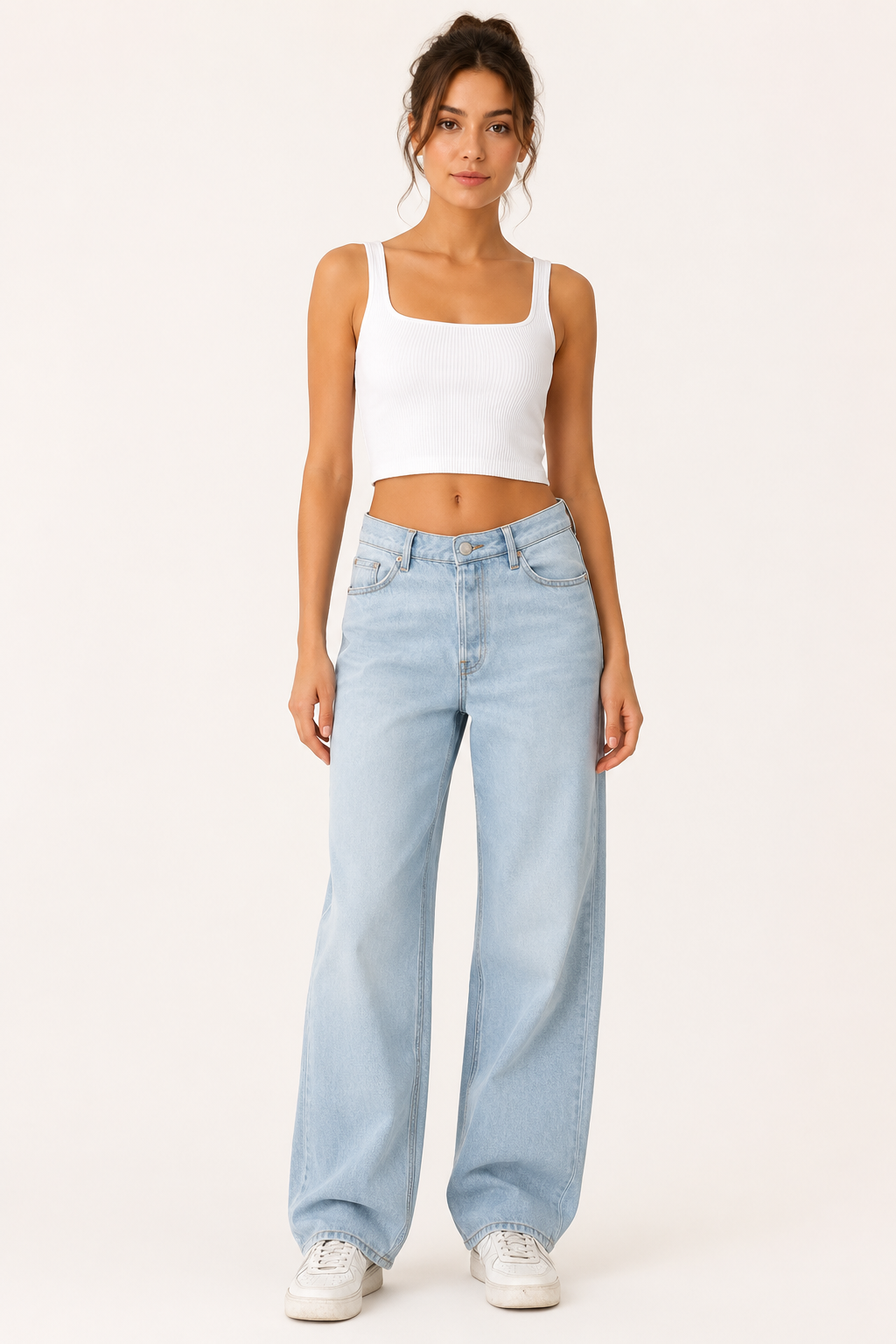 Damesjeans met hoge taille en wijde pijpen - Mileidy