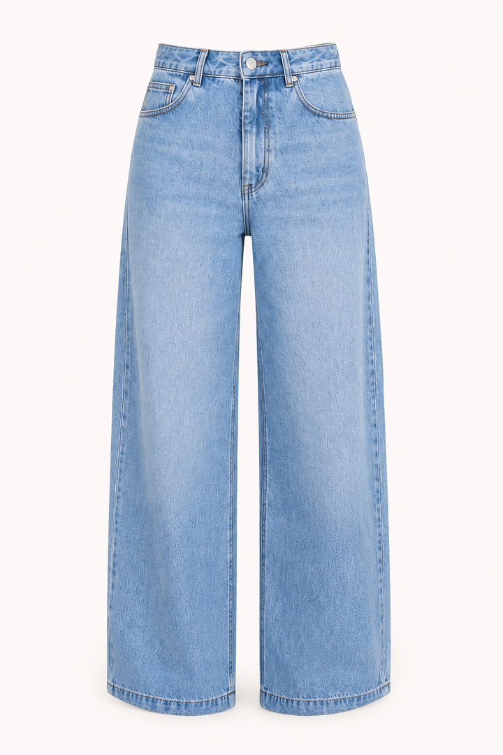 Damesjeans met hoge taille en wijde pijpen - Mileidy