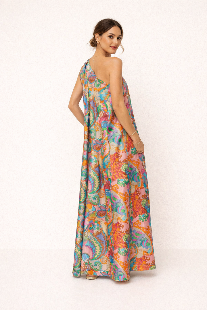 Asymmetrische lange zomerjurk met print voor dames - Kasy
