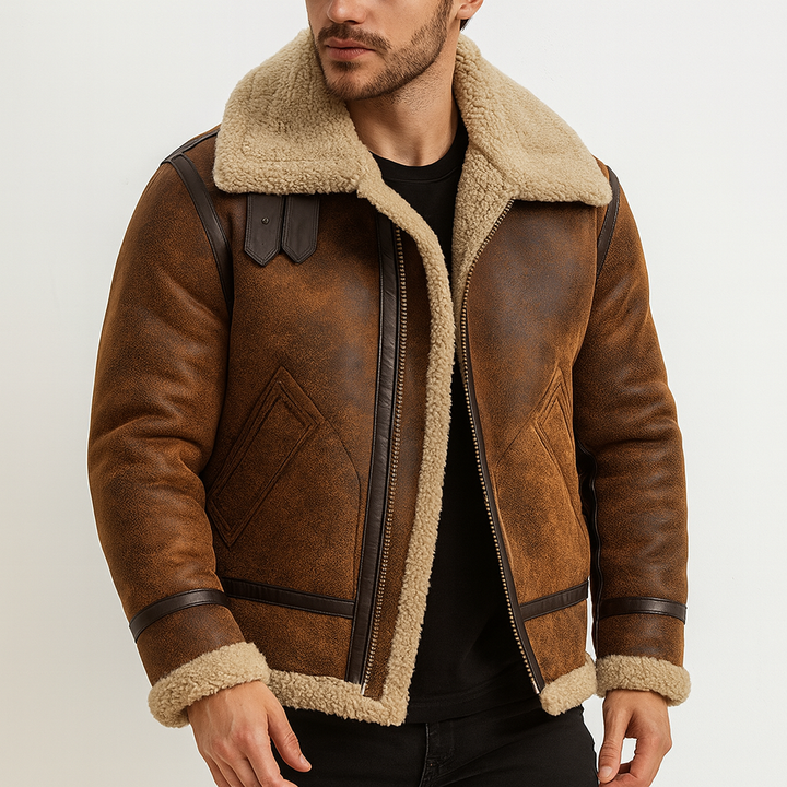 Retro jack met lederlook en fleecevoering - Derval