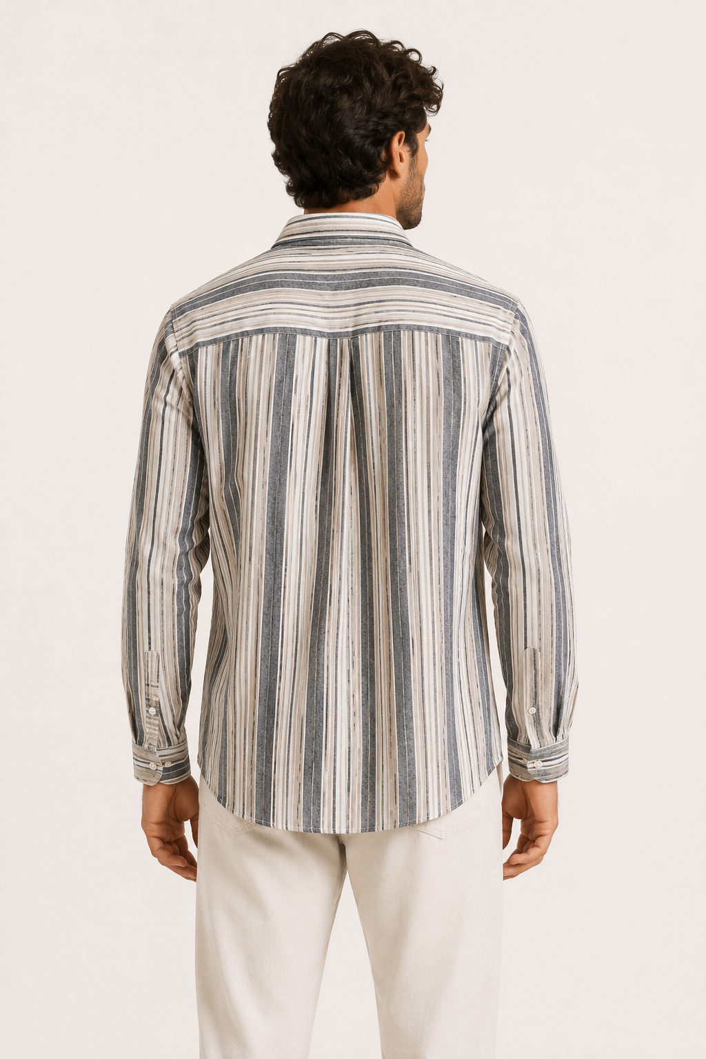 Casual verticaal gestreept herenpocket overhemd - Kaspar