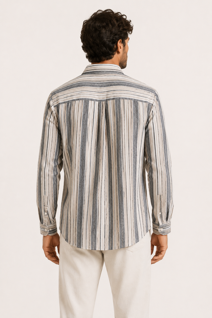 Casual verticaal gestreept herenpocket overhemd - Kaspar
