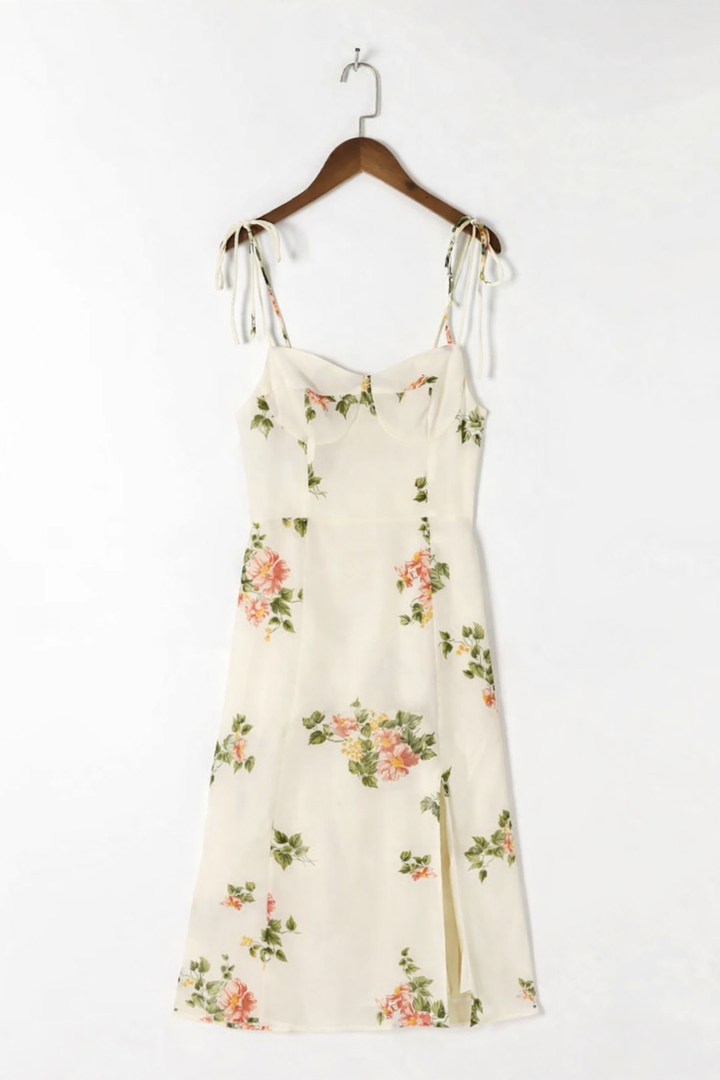 Dames midi-jurk lente lichte bloemenprint - Lirena