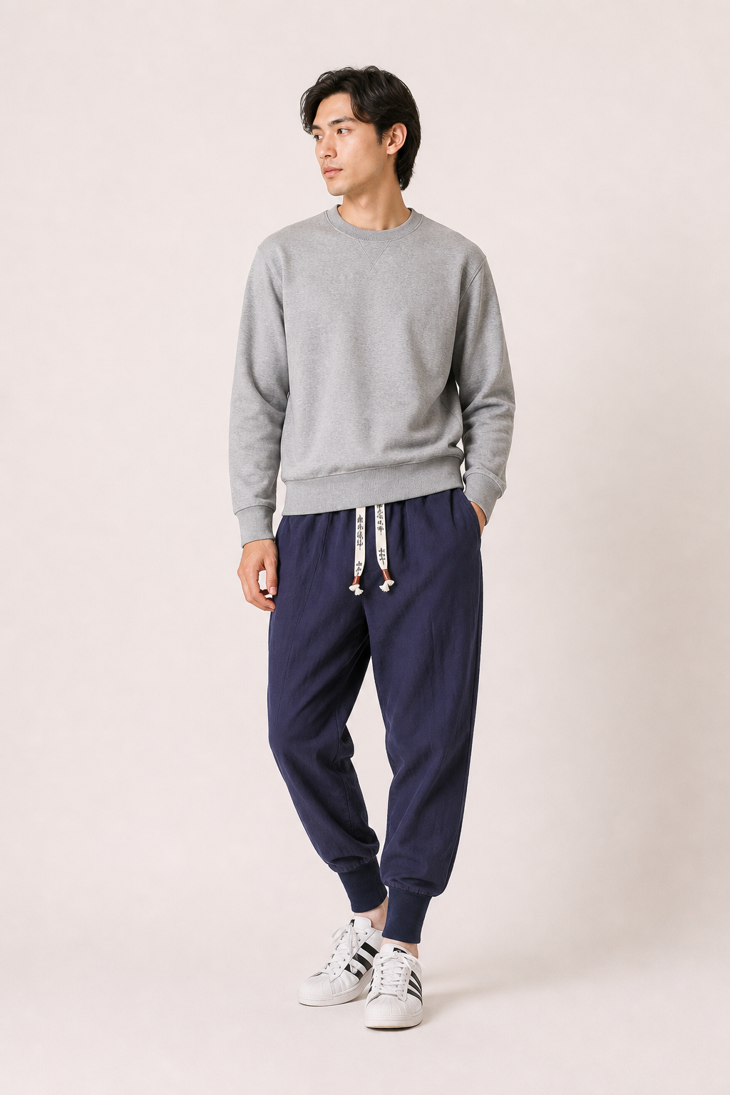 Jogger broek met elastiek in de taille en trekkoord - Rayan
