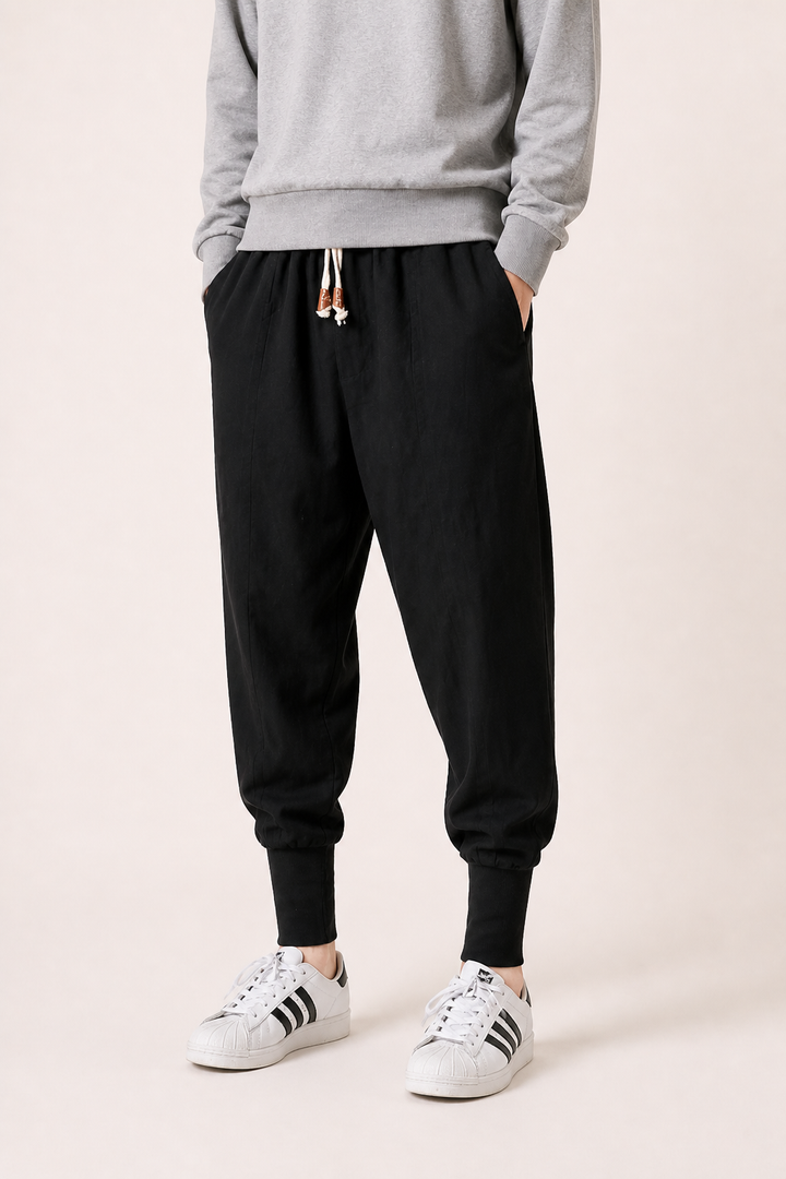 Jogger broek met elastiek in de taille en trekkoord - Rayan