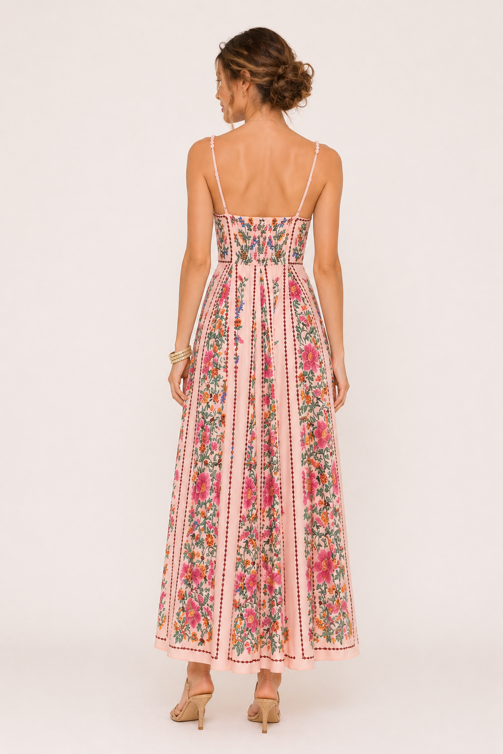 Lange strapless zomerjurk met bloemenprint - Nadine