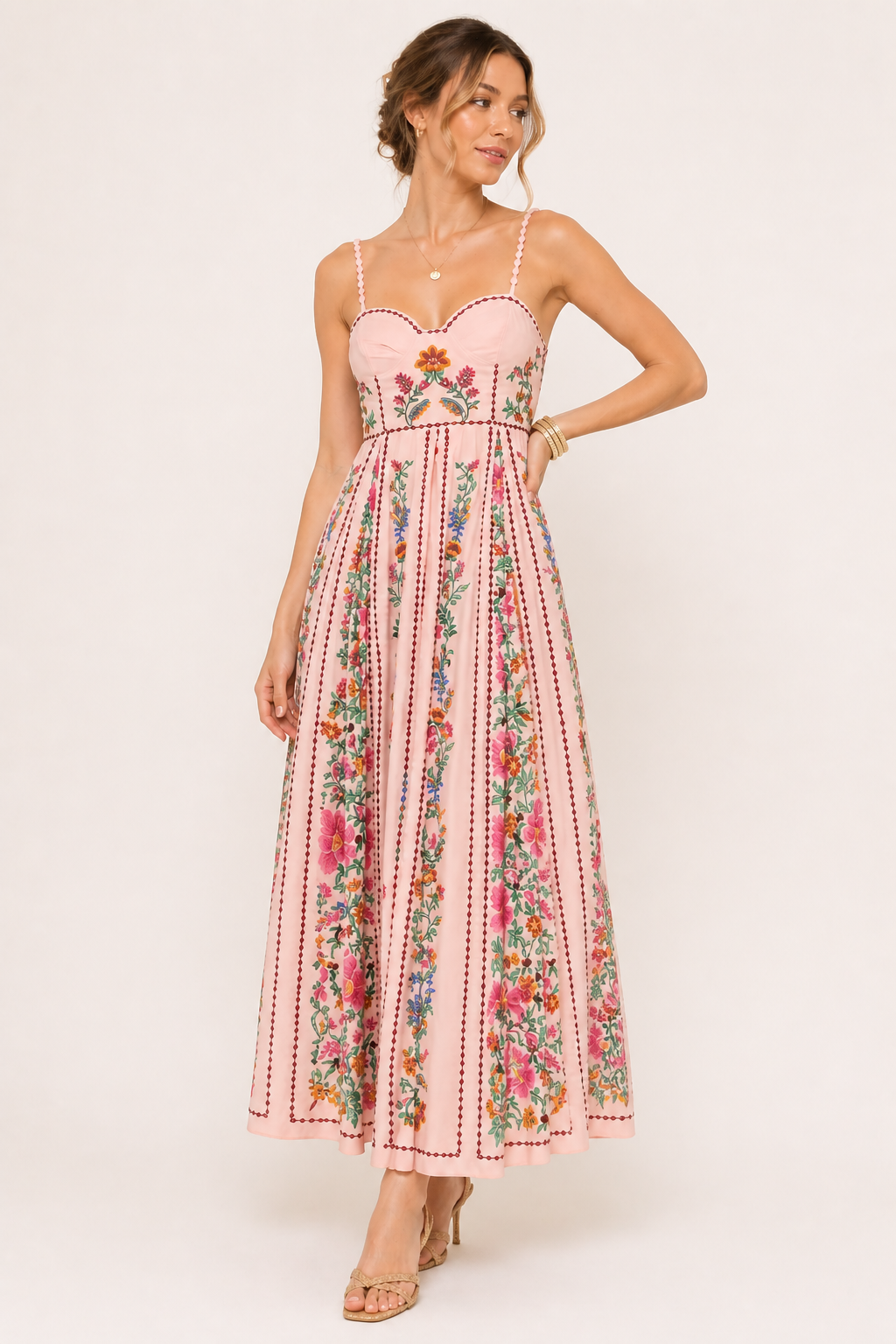 Lange strapless zomerjurk met bloemenprint - Nadine