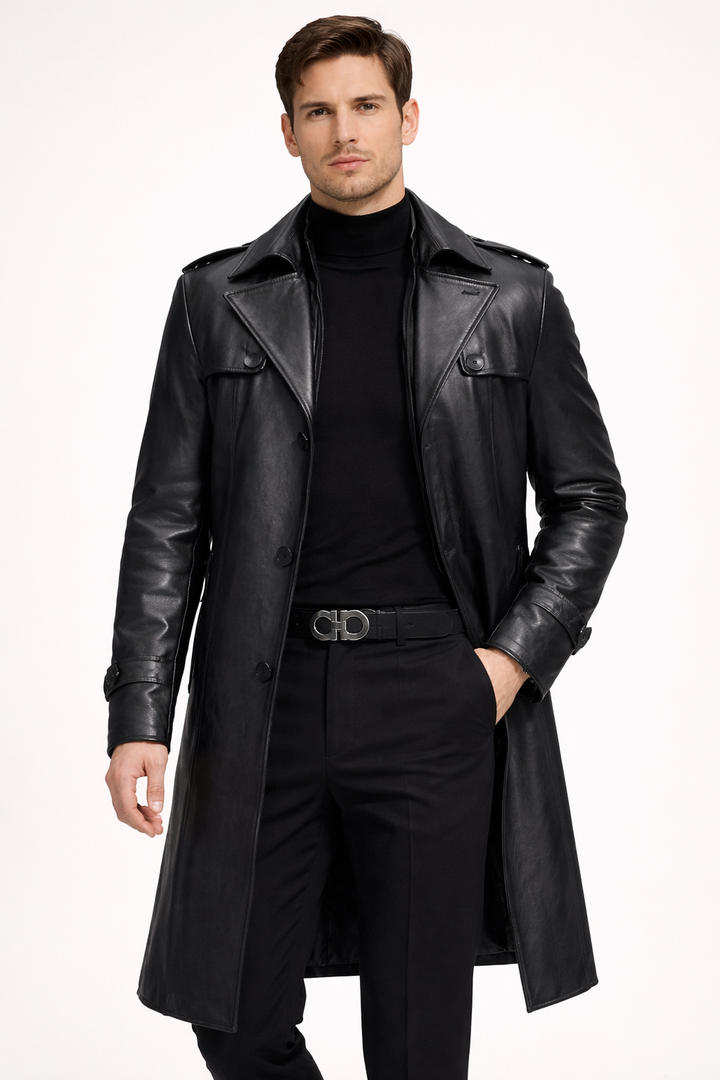 Elegante herenjas met lederlook - Auren