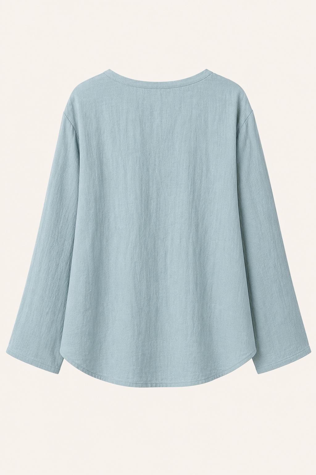 Linnen damesblouse met lange mouwen en V-hals - Kamila
