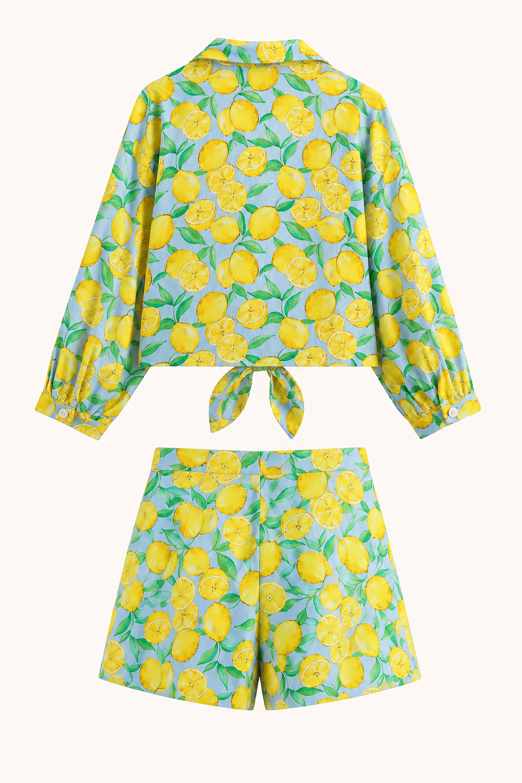 Damesset zomershort met citroenprint - Jorinde