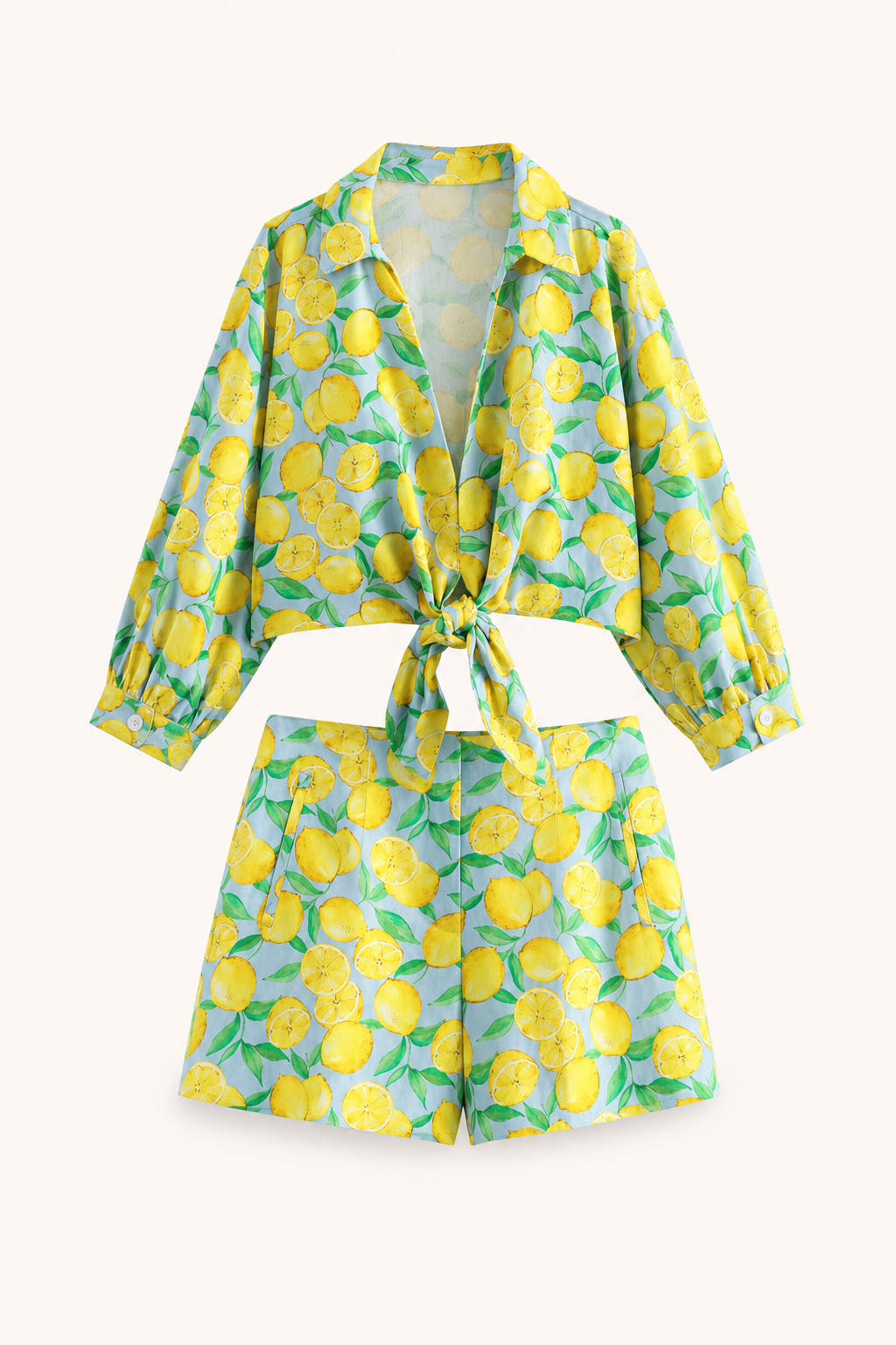 Damesset zomershort met citroenprint - Jorinde