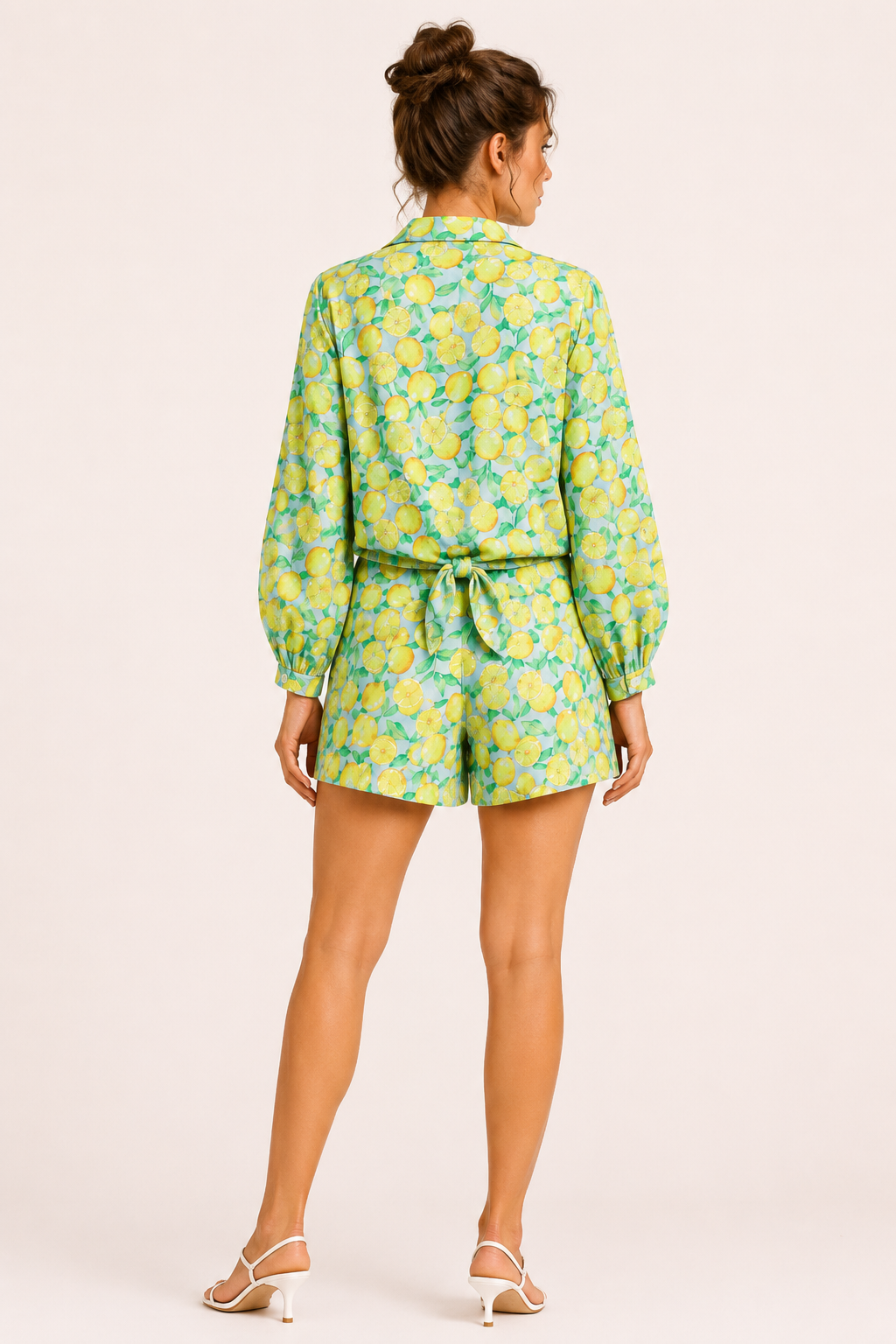 Damesset zomershort met citroenprint - Jorinde