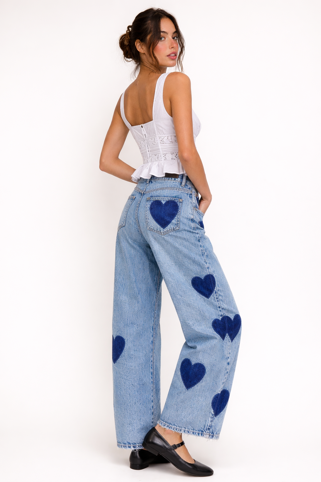 Dames skinny jeans met hartjesprint in het midden - Margaret