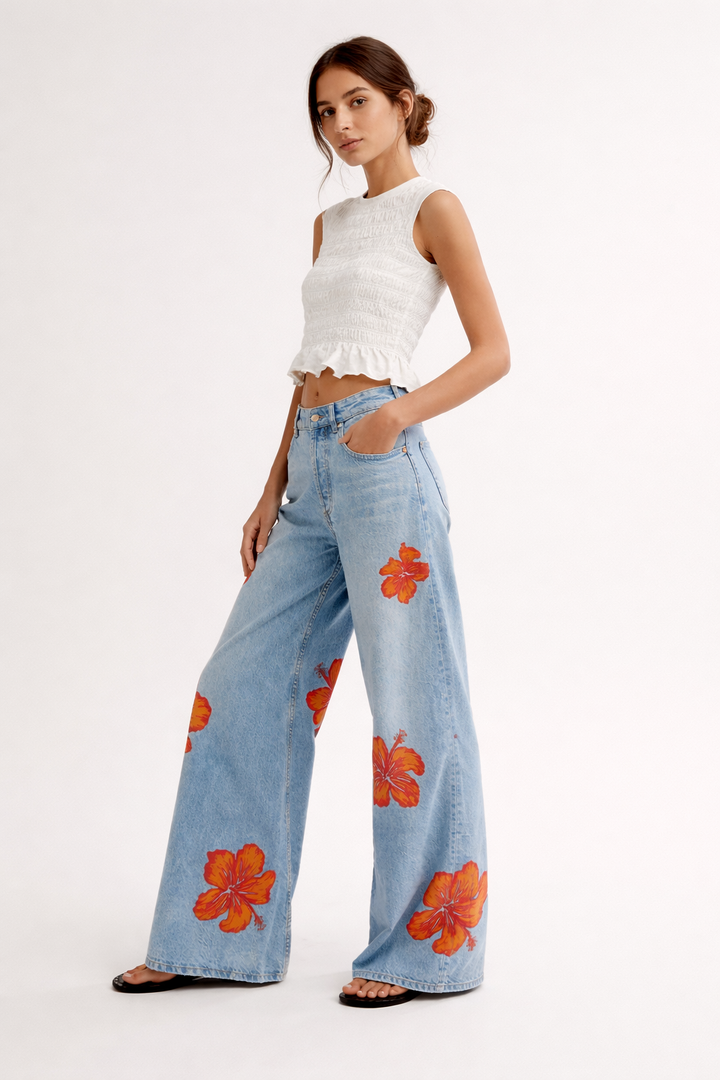 Damesbroek met bloemenprint - Colette