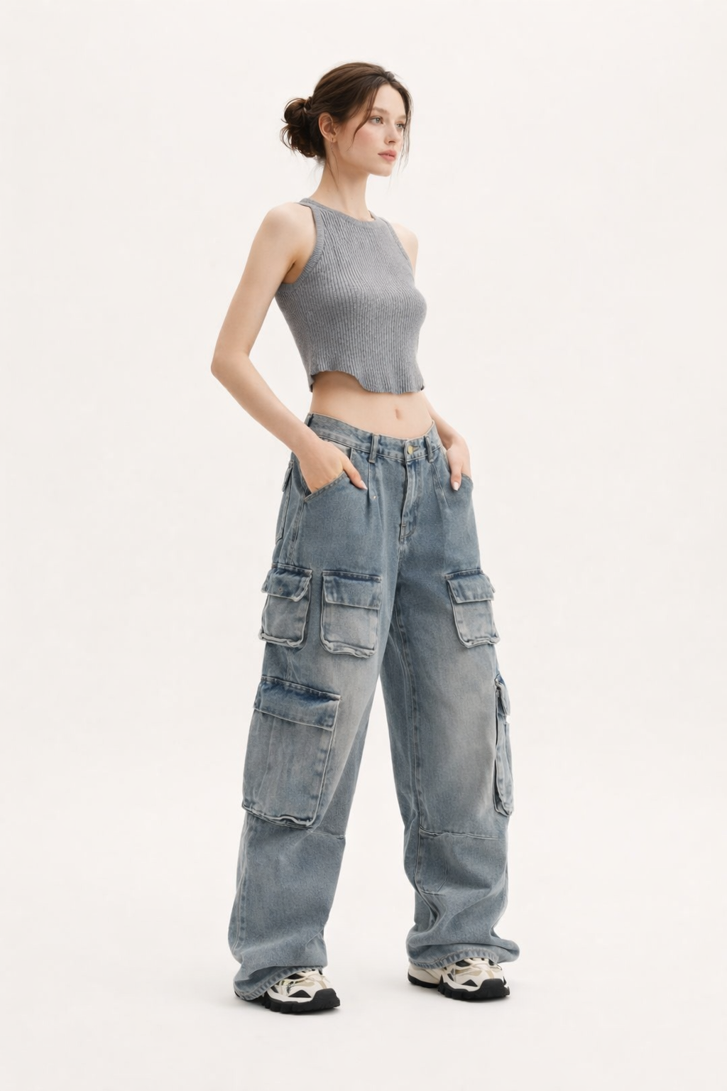 Cargo jeans met meerdere zakken voor dames - Gabriela