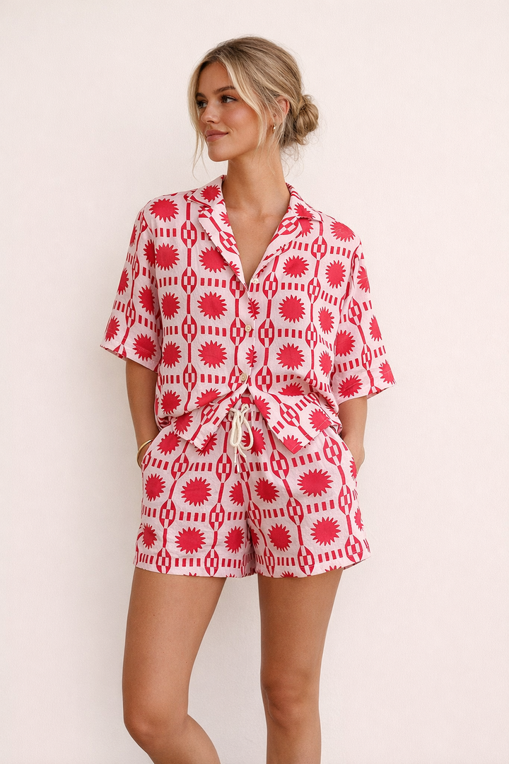Comfortabel zomers casual damessetje met print - Silvia