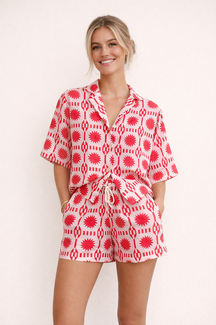 Comfortabel zomers casual damessetje met print - Silvia