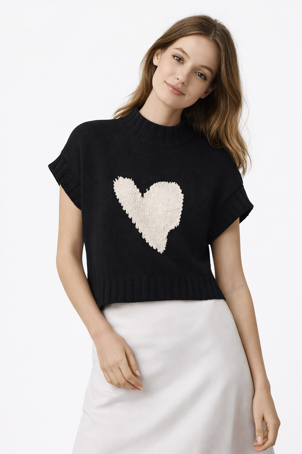Gebreide trui met centraal hart voor dames - Bryndís