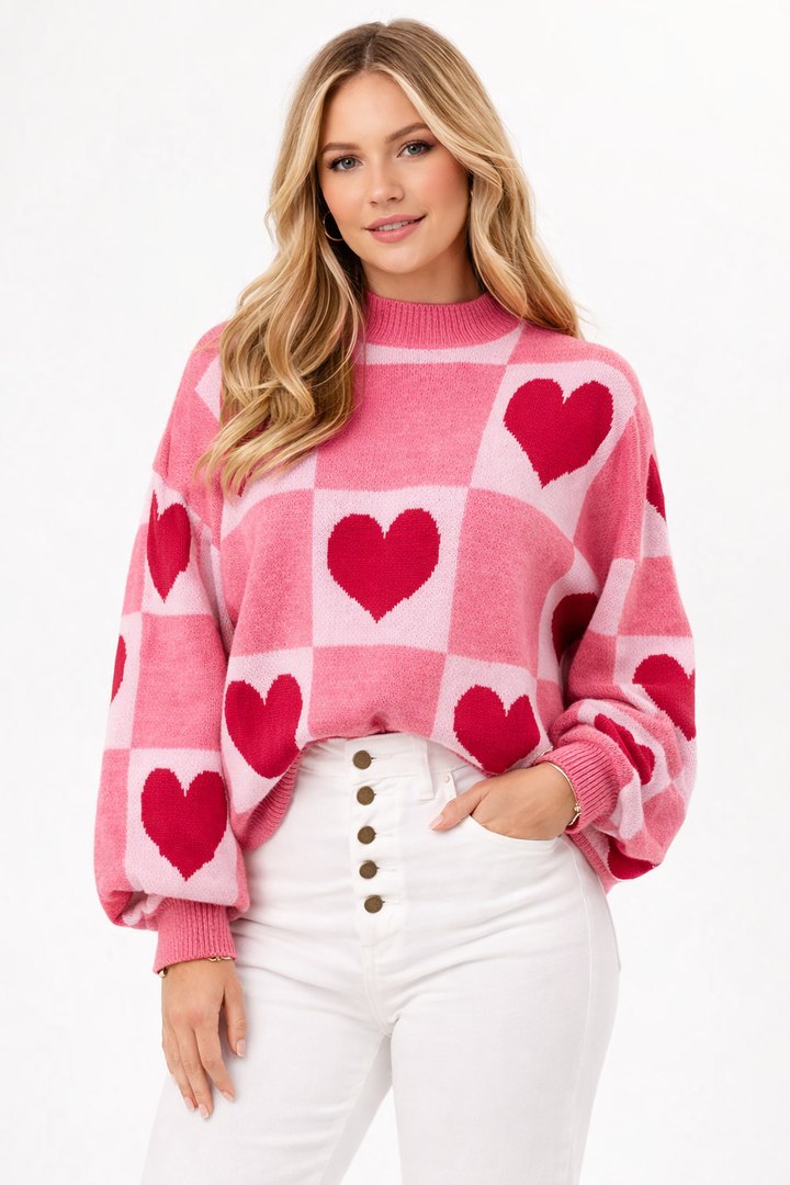 Gebreide damestrui met hartjesprint - Alvéra