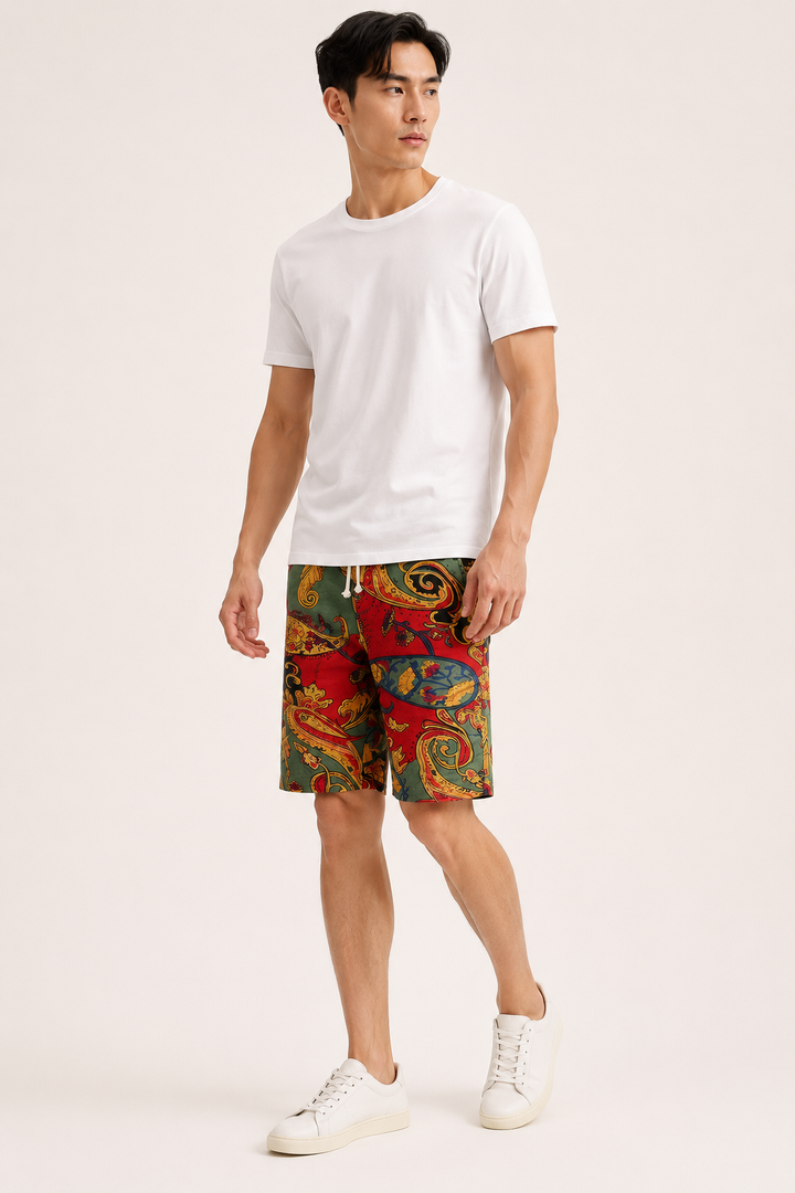 Heren short met print, verstelbare taille - Hugo