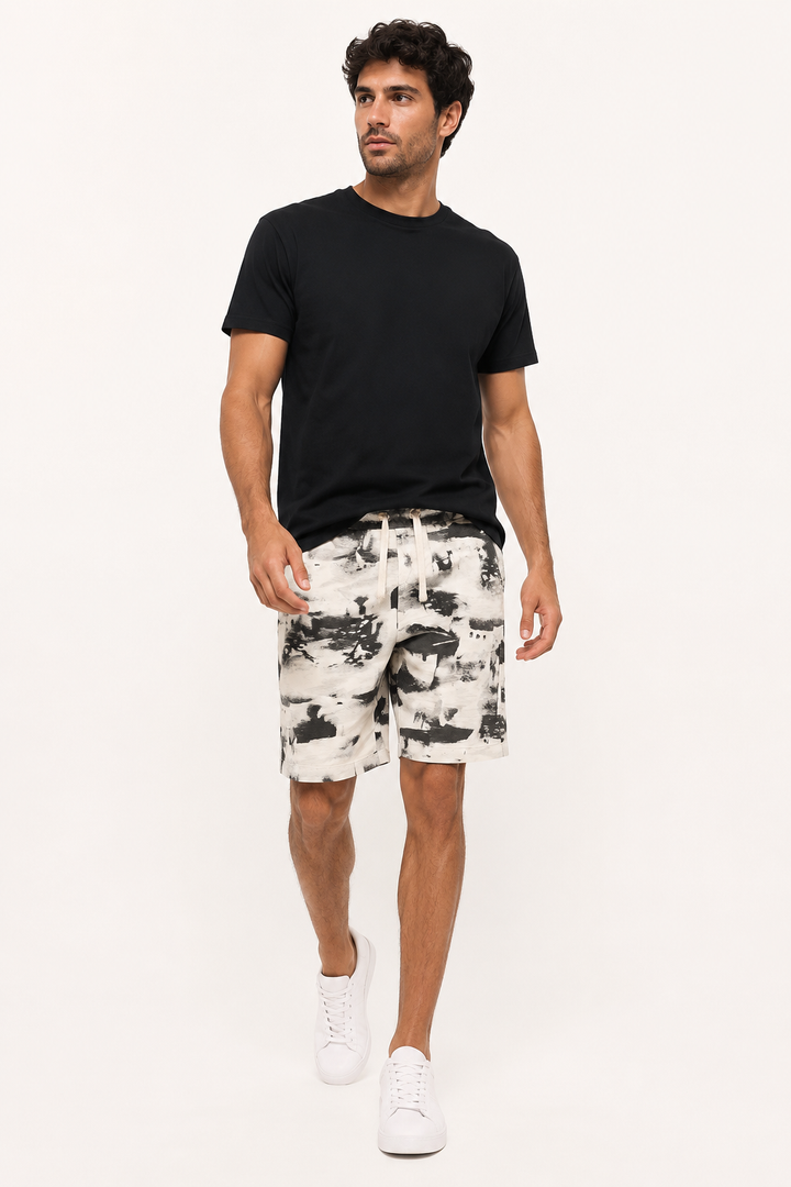 Heren short met print, verstelbare taille - Hugo