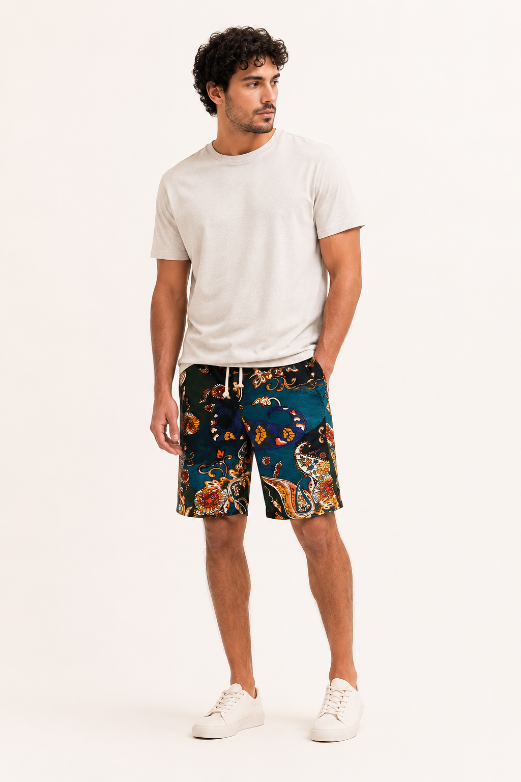 Heren short met print, verstelbare taille - Hugo