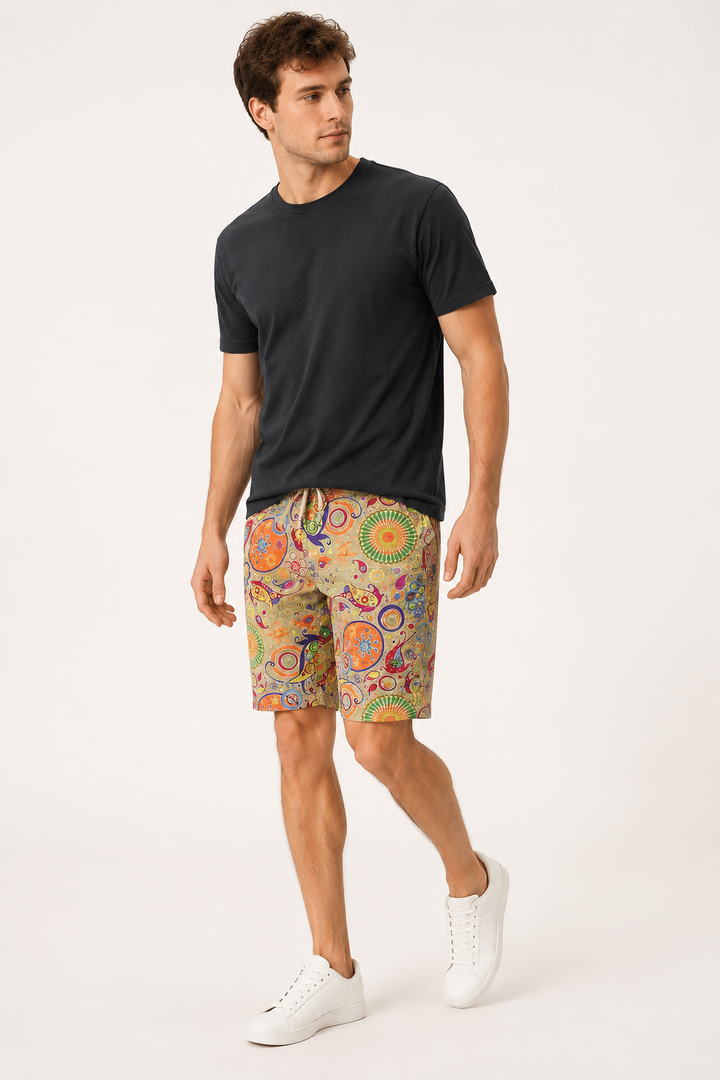 Heren short met print, verstelbare taille - Hugo