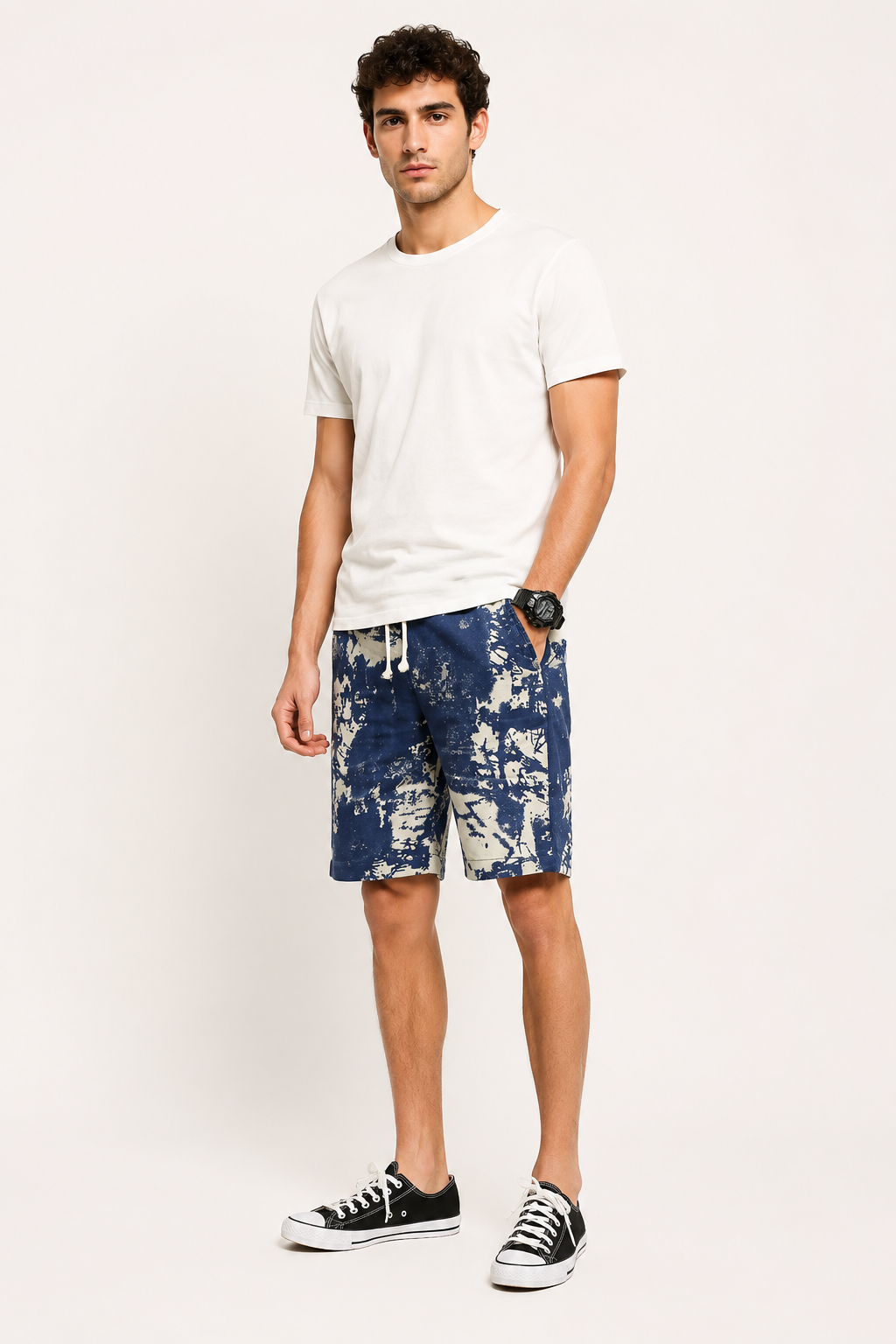 Heren short met print, verstelbare taille - Hugo