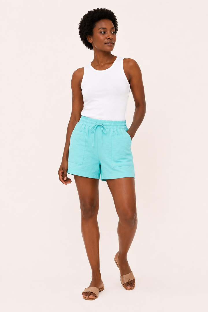 Elastische damesshort met zakken aan de voorkant - Lanni