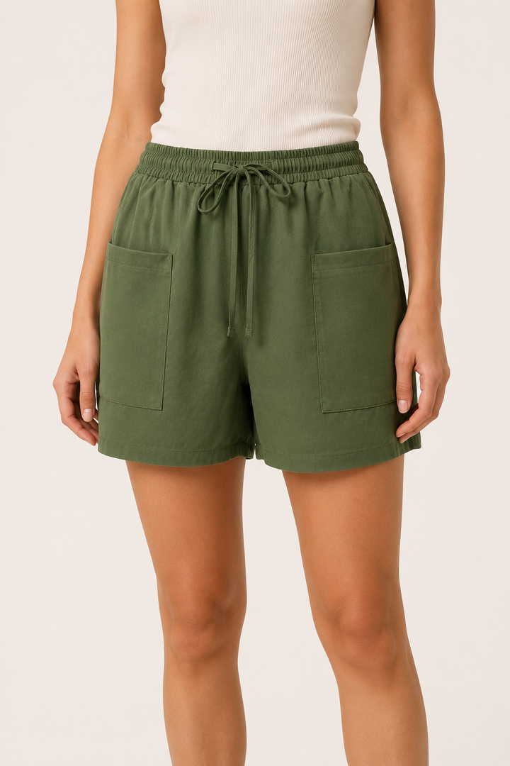 Elastische damesshort met zakken aan de voorkant - Lanni