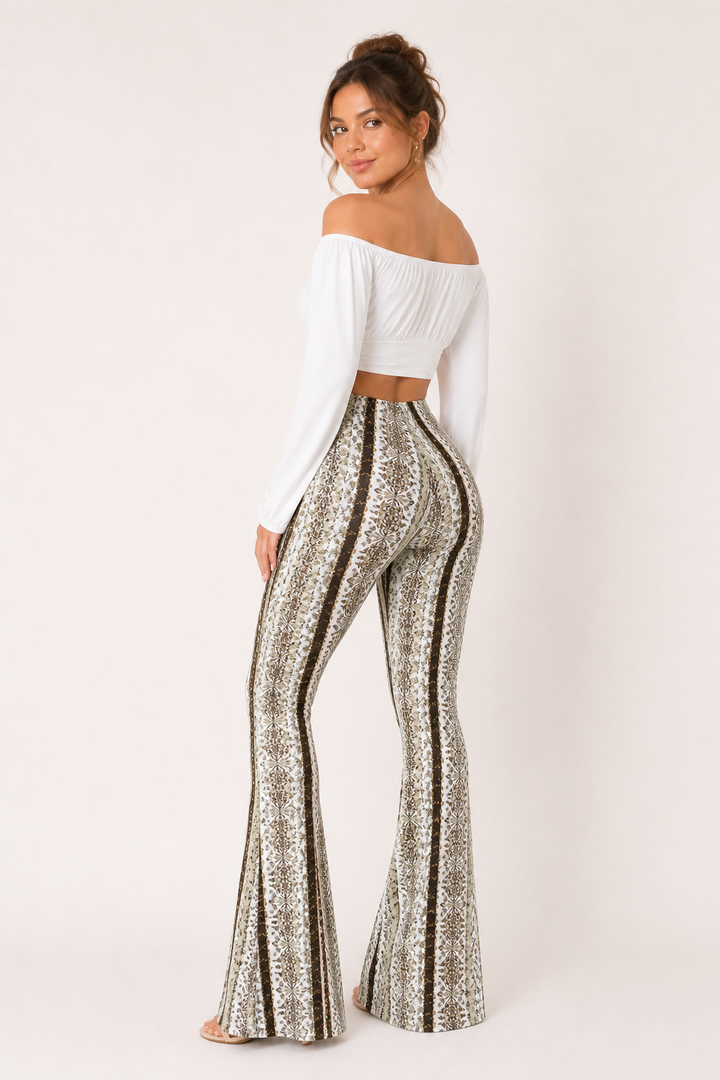 Damespantalon met print en hoge taille - Klara
