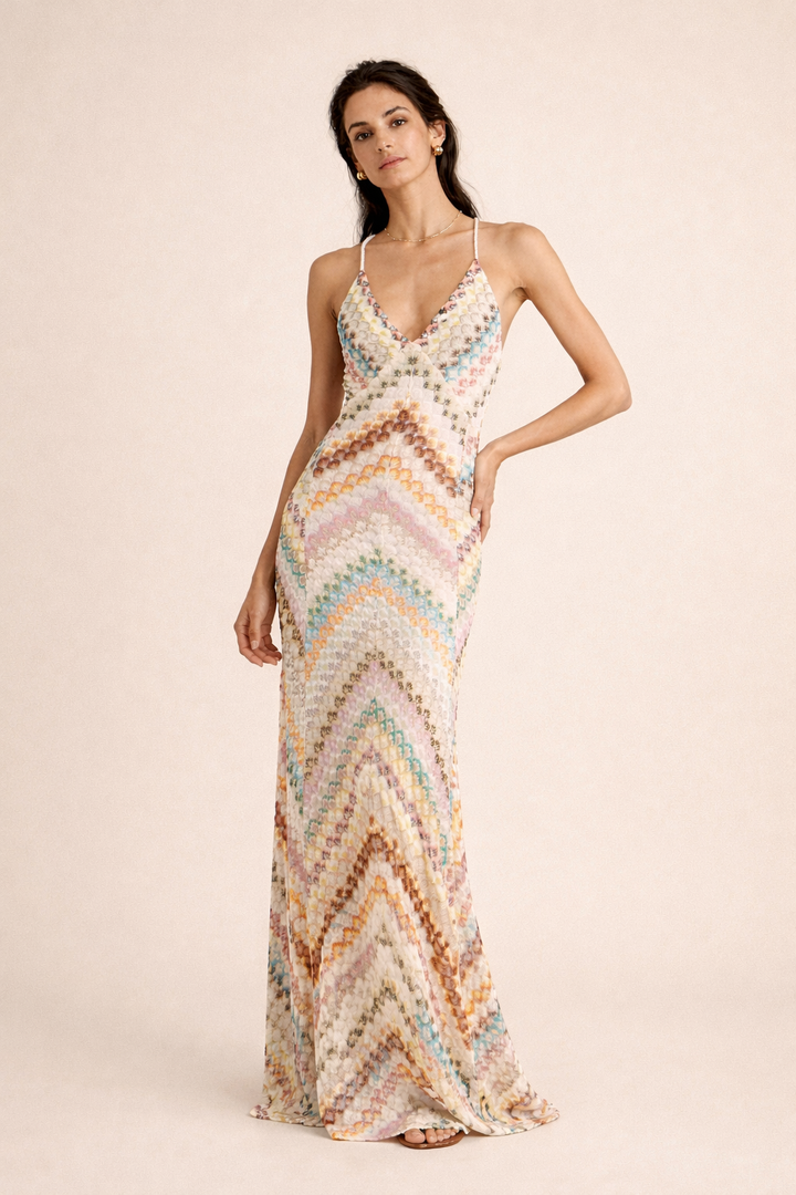 Veelkleurige lente maxi jurk - Elena