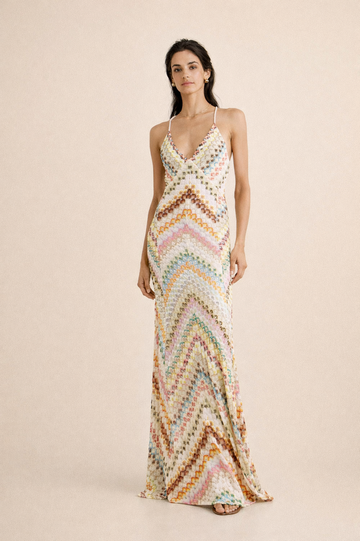 Veelkleurige lente maxi jurk - Elena