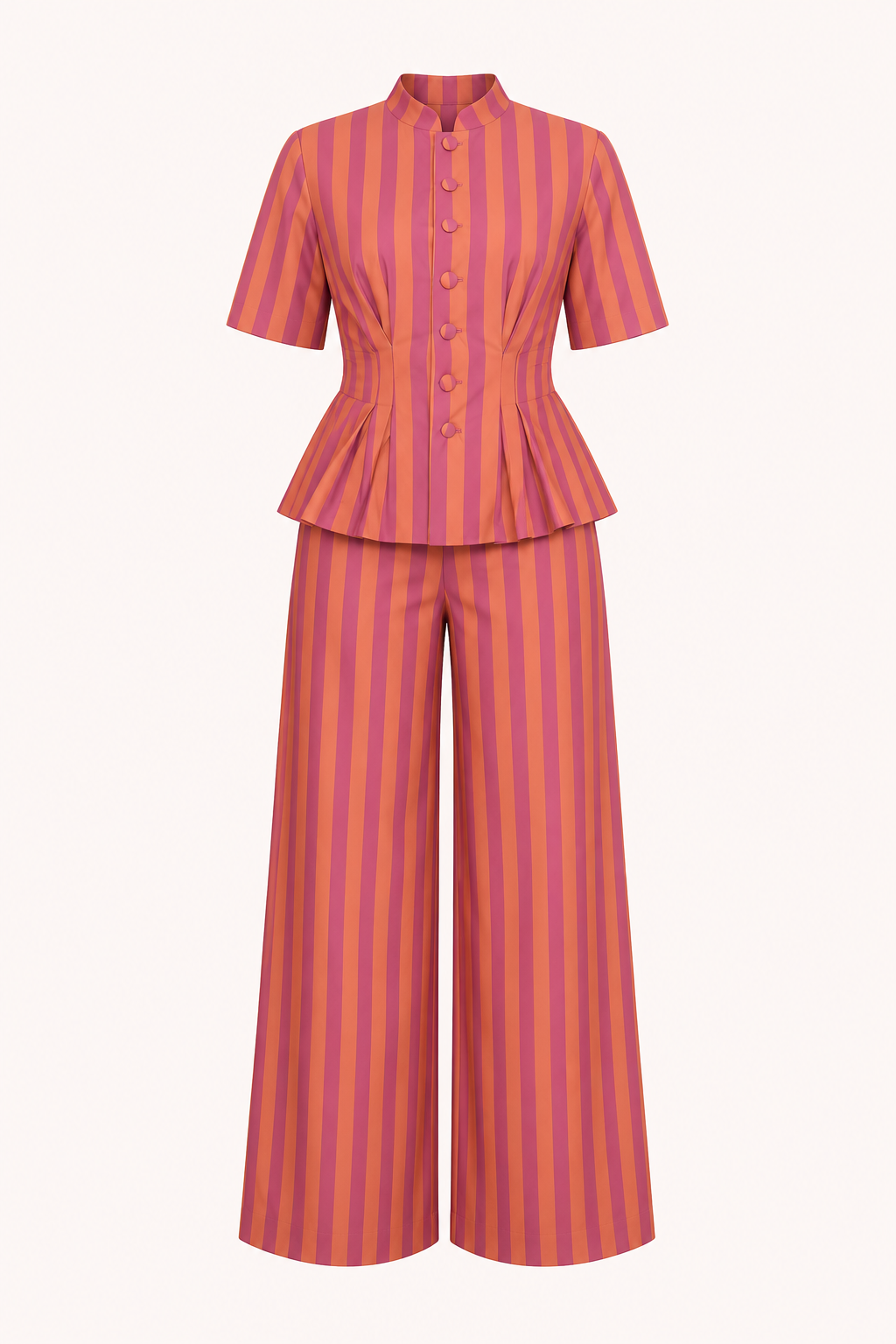 Elegante set bestaande uit een blouse met korte mouwen en een broek - Caussie