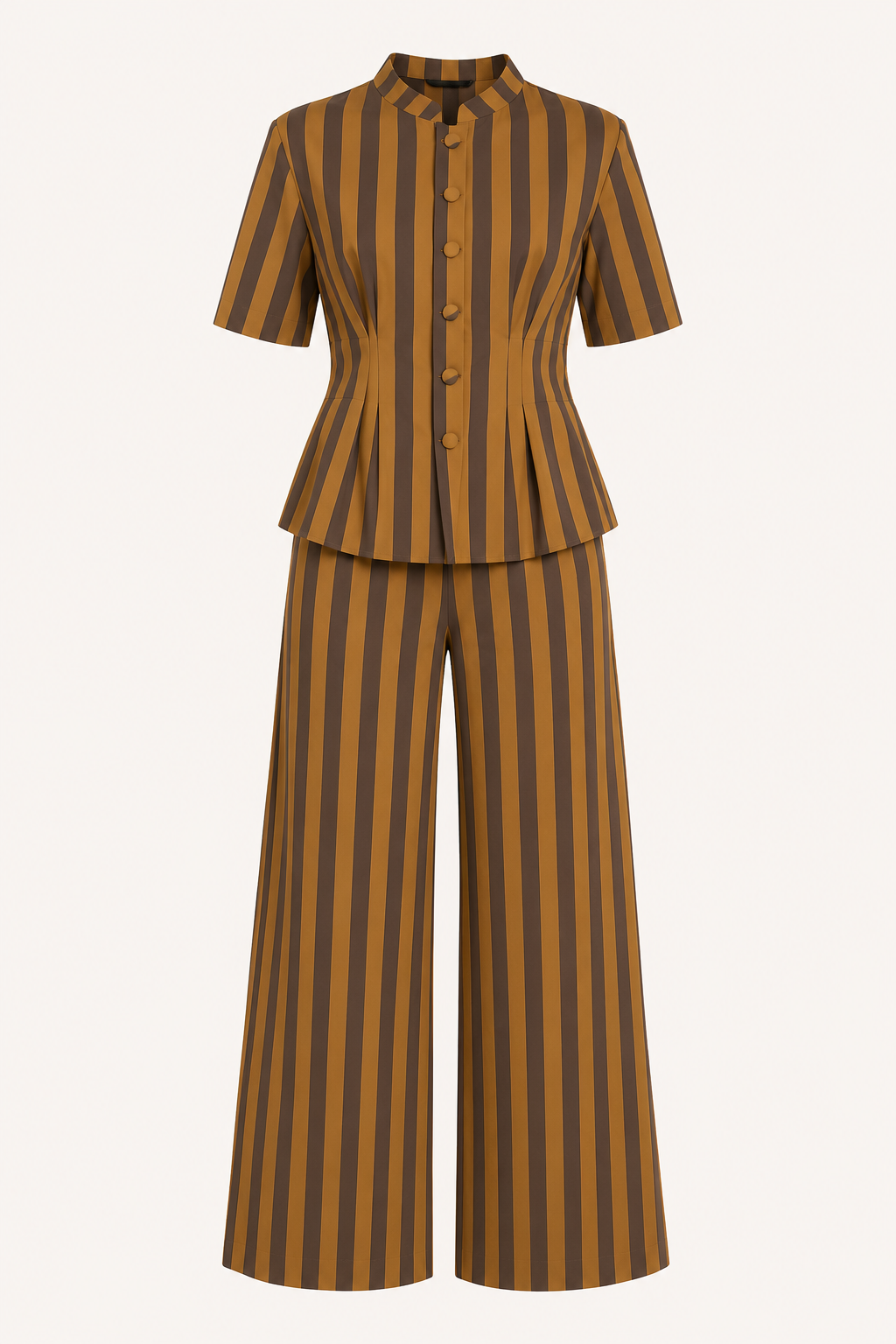 Elegante set bestaande uit een blouse met korte mouwen en een broek - Caussie