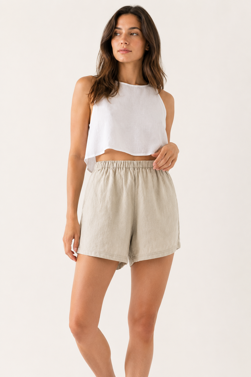 Korte broek met wijde pijpen en elastische taille - Klara