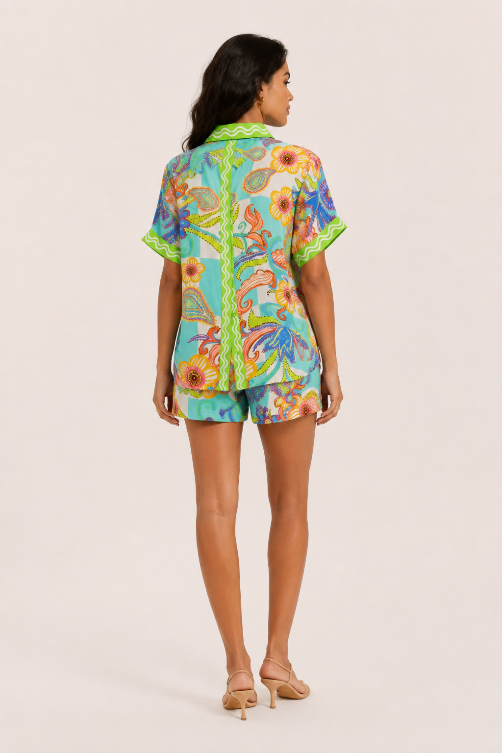 Damesset bedrukte blouse zomershort - Tabea