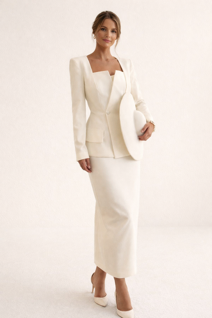 Damesset blazer getailleerde rok maxi rok elegant - Elke
