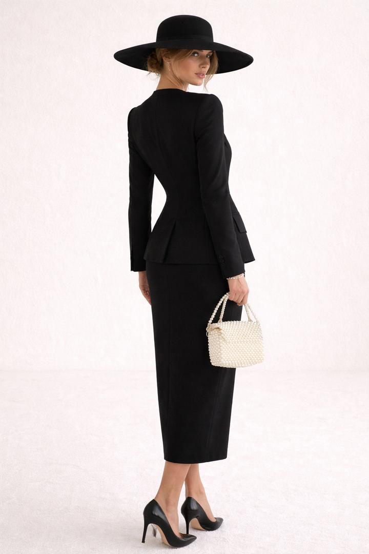 Damesset blazer getailleerde rok maxi rok elegant - Elke