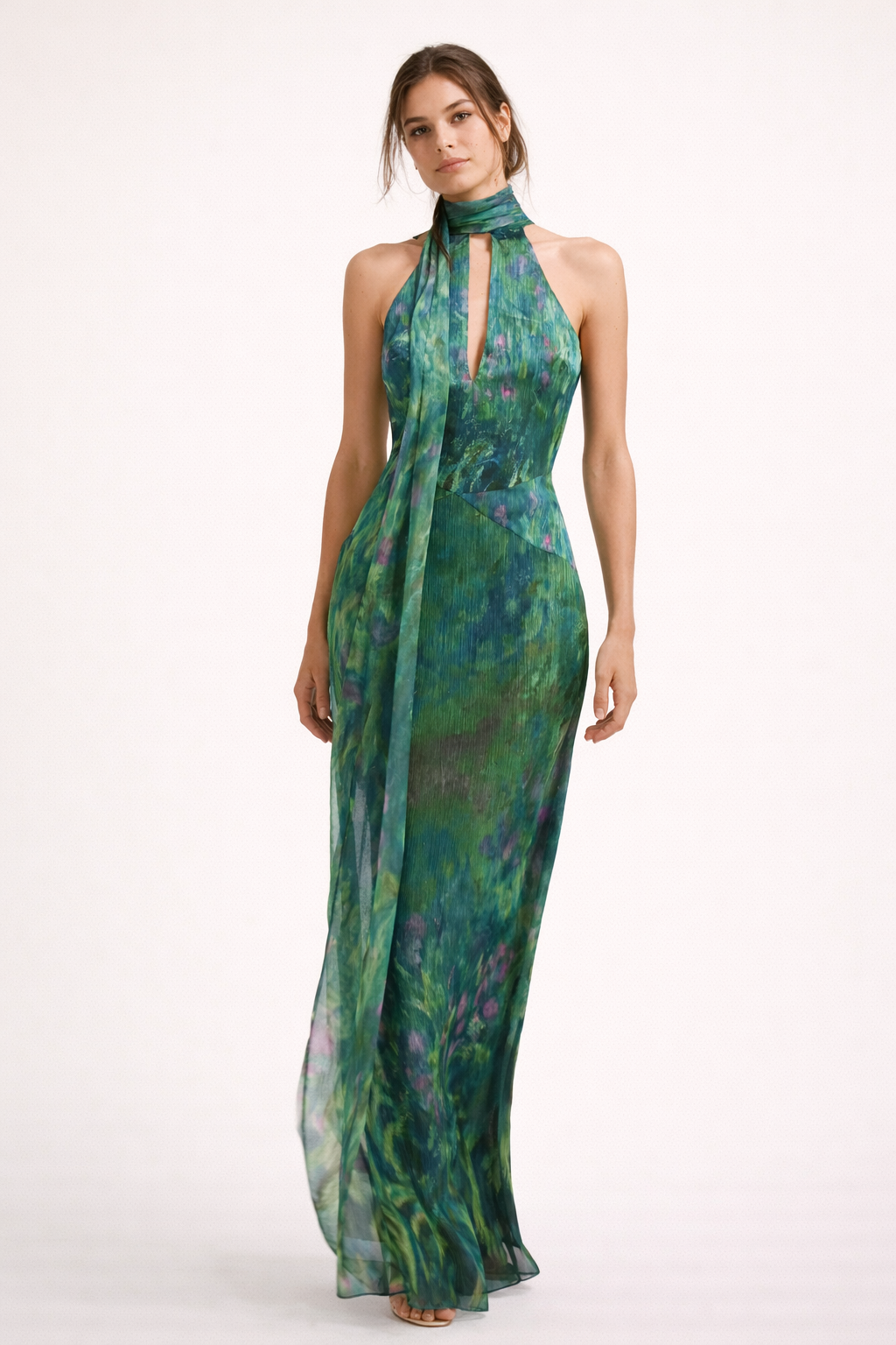 Dames maxi-jurk met halternek - Irissen