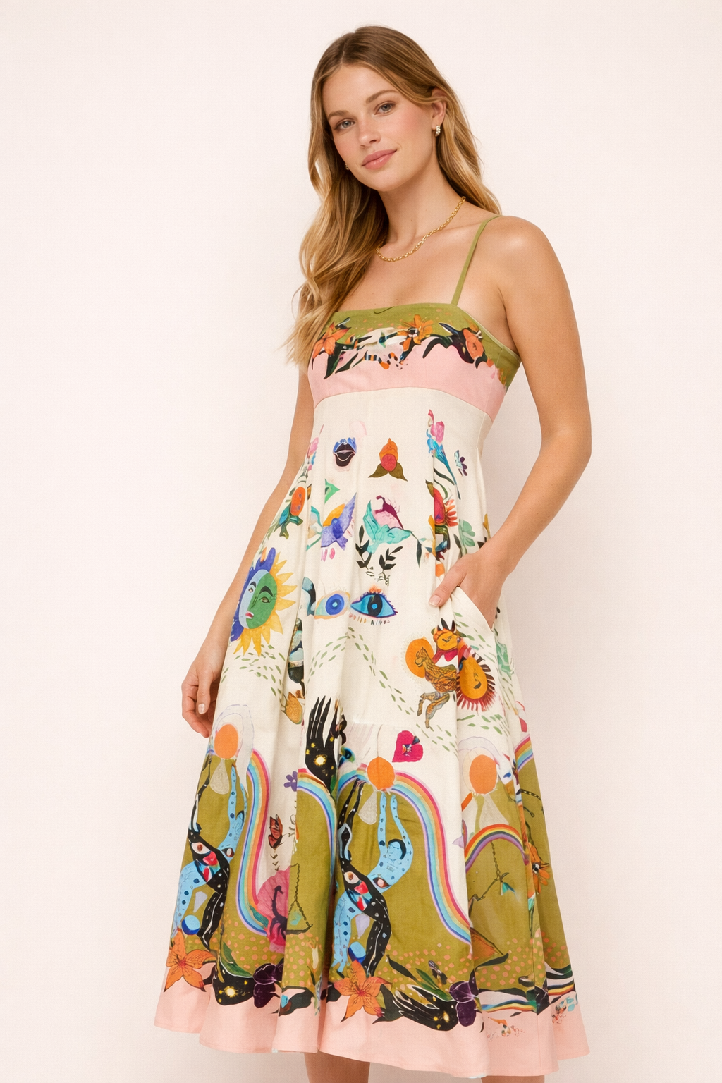 Dames maxi-jurk met artistieke print - Arianna