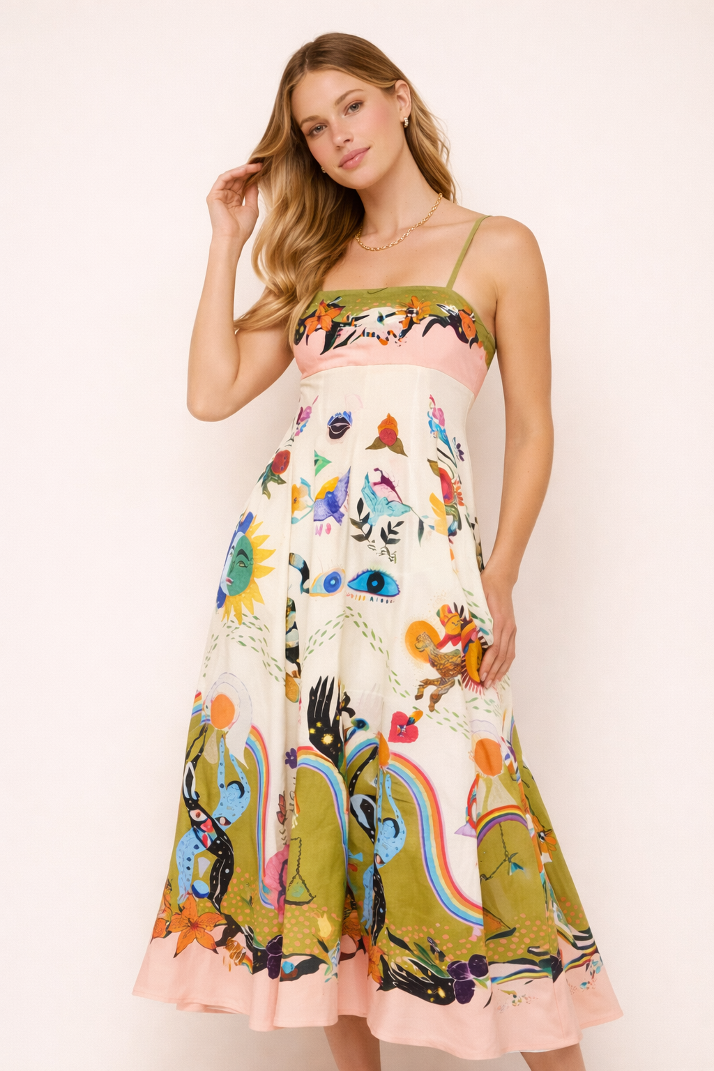 Dames maxi-jurk met artistieke print - Arianna