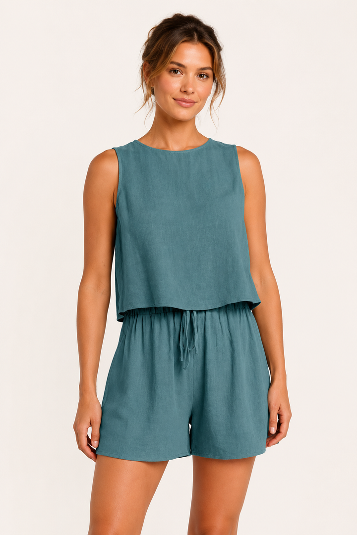 Dames zomerset mouwloos topje en korte broek - Anika