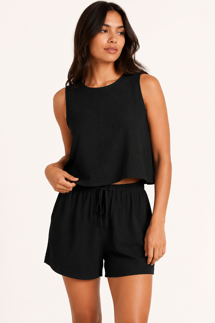 Dames zomerset mouwloos topje en korte broek - Anika